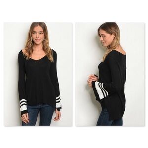 V-NECK SWEATER W/ BELL SLEEVES